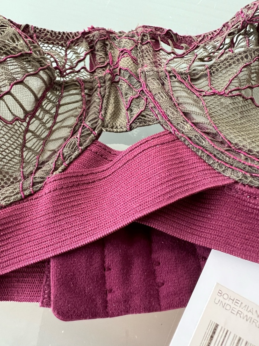 🫒Bohemian Underwire Stetchy Band Bra Olive / Magenta | Else - 32B - Picture 8 of 17